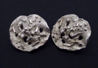 Anonymous, pair of cast brutalist 830 standard silver cufflinks, Scandinavian, circa 1970 (Ref S+959)