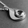 Karl Laine for Sten & Laine, rock crystal set silver pendant on chain, Finland, circa 1970 (Ref S+1000) SOLD - Image 2