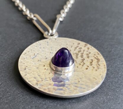 B. Poulsen, amethyst set silver pendant on a chain, Denmark, circa 1970 (Ref S+992) SOLD - Image 3