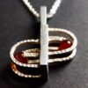 Unknown, silver and carnelian two bead kinetic pendant on chain, Denmark, circa 1975 (Ref S+976) - Image 4