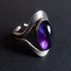 Niels Erik From, amethyst set silver ring, Denmark, circa 1970 (Ref S+994)