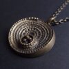 Jorma Laine for Turun Hopea (probably), small version bronze 'Sombrero' pendant on chain, from the Chic series, Finland, circa 1975 (Ref S+1004) - Image 2