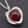 Elis Kauppi for Kupittaan Kulta, carnelian bead set silver heart pendant on chain, Finland, circa 1975 (Ref S+1031) SOLD