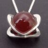 Elis Kauppi for Kupittaan Kulta, carnelian bead set silver heart pendant on chain, Finland, circa 1975 (Ref S+1031) SOLD - Image 4