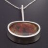 Henning Ulrichsen, moss agate set silver pendant on chain, Denmark, circa 1970 (Ref S+1010) SOLD - Image 4