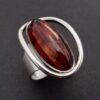 Carl Ove Frydensberg, Baltic amber set silver ring, Denmark, circa 1970 (Ref S+1035)