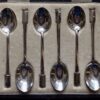 Turner and Simpson Ltd, cased matched set of six Art Deco silver teaspoons, Birmingham 1935, two marked for 1936 (Ref S+1027HH) SOLD