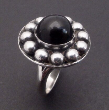 Niels Erik From, black onyx set silver ring, Denmark, circa 1970 (Ref S+1045) - Image 2