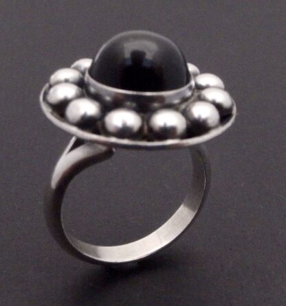 Niels Erik From, black onyx set silver ring, Denmark, circa 1970 (Ref S+1045) - Image 3