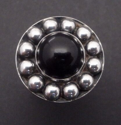 Niels Erik From, black onyx set silver ring, Denmark, circa 1970 (Ref S+1045) - Image 4