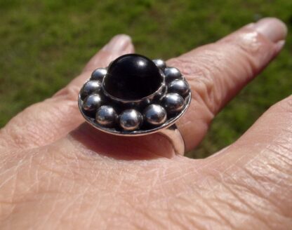 Niels Erik From, black onyx set silver ring, Denmark, circa 1970 (Ref S+1045) - Image 6