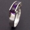 Kultaseppa Salovaara, three stone amethyst bead tension set silver ring, Finland, 1973 (Ref S+1049) SOLD - Image 3
