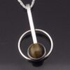 Kultaseppa Salovaara, tiger eye set silver pendant on a chain, Finland, circa 1975 (Ref S+1051) SOLD