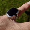 Niels Erik From, black onyx set silver ring, Denmark, 1987 London import mark (Ref S+208) - Image 9