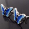 Laughton & Sons (possibly), matched pair of silver enamel butterfly ear studs, Birmingham 1979 and Sheffield 1980 (Ref S+1070) SOLD - Image 3