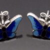 Laughton & Sons (possibly), matched pair of silver enamel butterfly ear studs, Birmingham 1979 and Sheffield 1980 (Ref S+1070) SOLD - Image 5