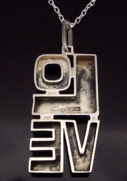 Kultakeskus Oy, silver 'Love' pendant on chain, Finland, 1974 (Ref S+1067) SOLD - Image 5