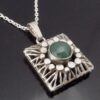 Kordes & Lichtenfels, green aventurine quartz set modernist 835 silver pendant on chain, Germany, circa 1975 (Ref S+1088) SOLD - Image 3