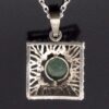 Kordes & Lichtenfels, green aventurine quartz set modernist 835 silver pendant on chain, Germany, circa 1975 (Ref S+1088) SOLD - Image 5