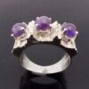 Strode College, three stone amethyst set silver ring, London 1978 (Ref S+1081HH) - Image 3