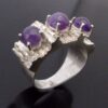 Strode College, three stone amethyst set silver ring, London 1978 (Ref S+1081HH) - Image 4