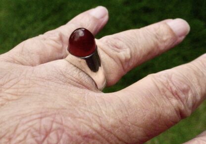 Peter Hammond Dollar, carnelian set silver ring, London 1973 (Ref S+1077) SOLD - Image 6