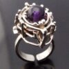 Maker unknown, amethyst bead set 835 standard silver modernist ring, probably German, circa 1975 (Ref S+1086) SOLD - Image 4