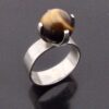 A.J Co (maker not known), tiger eye bead set silver ring, Birmingham 1972 (Ref S+1091) SOLD