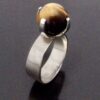 A.J Co (maker not known), tiger eye bead set silver ring, Birmingham 1972 (Ref S+1091) SOLD - Image 2
