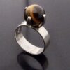 A.J Co (maker not known), tiger eye bead set silver ring, Birmingham 1972 (Ref S+1091) SOLD - Image 3