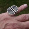 Jens Asby, double mini quartz drusy geode set silver ring, Denmark, 1972 London import marks (Ref S+695) - Image 8