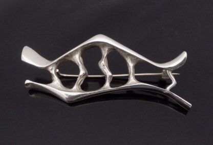 Gudmund Elvestad for J. Tostrup, modernist openwork abstract silver brooch, Norway, circa 1965 (Ref S+1097) SOLD