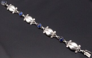 Georg Jensen, synthetic sapphire set silver bracelet, No.11, Denmark, circa 1938 (Ref S+2037) SOLD