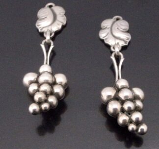 Georg Jensen, pair of silver grapes drop earrings, No. 40, Denmark, post 1945 (Ref S+2039)