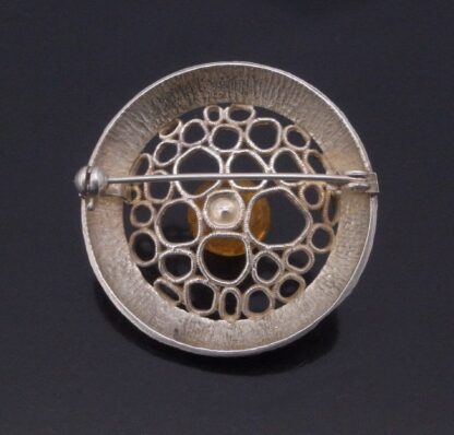 Maker unknown, amber set modernist 835 standard silver brooch, probably German, circa 1970 (Ref S+2057HH) - Image 4