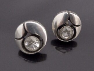 Karl Laine for Sten & Laine, pair of rock crystal set silver stud earrings, Finland, circa 1975 (Ref S+2075)