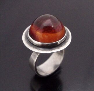 M. P. Christoftersen, Baltic amber set silver ring, Denmark, circa 1975 (Ref S+2121)