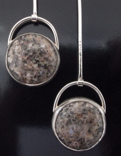 Studio Ingrid Marbogärden, pair of granite set silver drop earrings, Sweden, circa 1980 (Ref S+2126) SOLD - Image 4