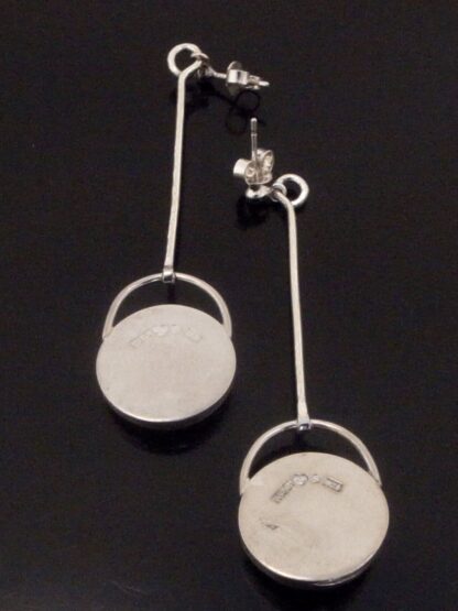 Studio Ingrid Marbogärden, pair of granite set silver drop earrings, Sweden, circa 1980 (Ref S+2126) SOLD - Image 5