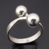 Bengt Hallberg, silver two bead cross over ring, Sweden, circa 1975 (Ref S+2095) SOLD