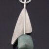 Brodrene Bjerring (Brothers Bjerring), turquoise set silver pendant on chain, Denmark, circa 1975 (Rear S+2107) SOLD - Image 4