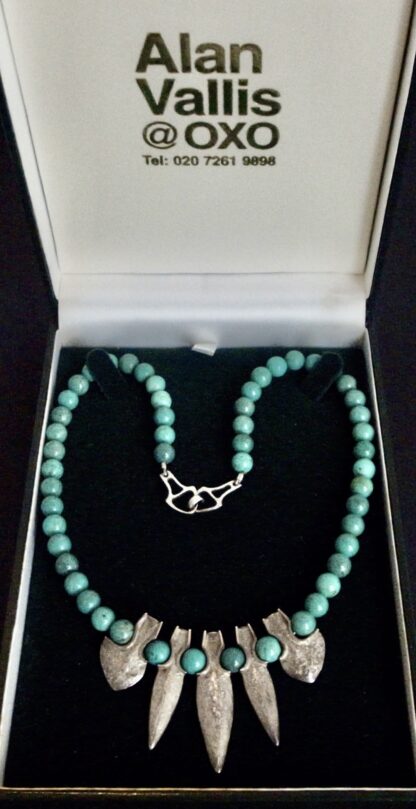 Alan Vallis, silver and turquoise bead necklace, London, 2001 (Ref S+2134) SOLD - Image 6