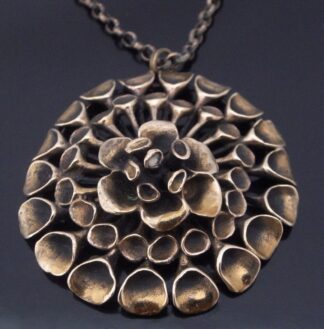 Hannu Ikonen for Valo-Koru, large bronze reindeer moss pendant on chain, Finland (Ref S+2079) SOLD