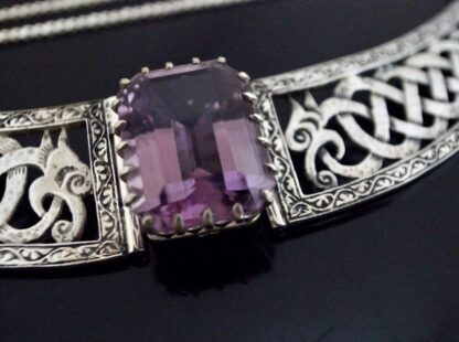 John Hart of Iona, Celtic amethyst set silver necklace, Edinburgh 1968 (Ref S+2151) - Image 2