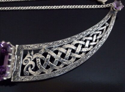 John Hart of Iona, Celtic amethyst set silver necklace, Edinburgh 1968 (Ref S+2151) - Image 4