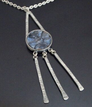 Lysgards Design, ceramic set pewter pendant and chain, Denmark, circa 1970 (Ref S+2077) SOLD