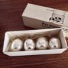 Piet Hein for Skjøde of Skjern, boxed set of four electroplated 'Super egg' drink coolers, Denmark, circa 1975 (Ref S+2110) - Image 2