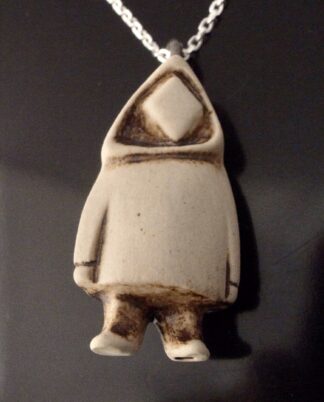 Jens Tage Hansen, ceramic Inuit figure pendant on chain, Denmark, citrus 1980 (Ref S+2212) SOLD