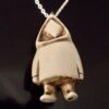 Jens Tage Hansen, ceramic Inuit figure pendant on chain, Denmark, citrus 1980 (Ref S+2212) SOLD - Image 2