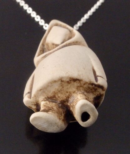Jens Tage Hansen, ceramic Inuit figure pendant on chain, Denmark, citrus 1980 (Ref S+2212) SOLD - Image 4